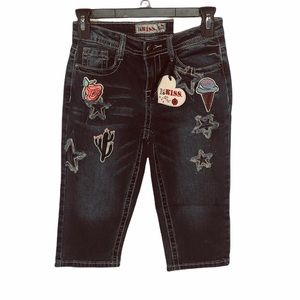 1st Kiss girls denim blue jean capris Size 12 Girls